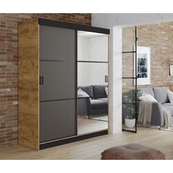 Dulap-cupe Prime Furniture Retro 3 138x205x59 (Craft Oak Golden/Graphite)