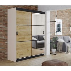 Dulap-cupe Prime Furniture Retro 3 138x205x59 (White/Craft Oak Golden/Black)