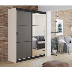 Dulap-cupe Prime Furniture Retro 3 138x205x59 (White/Graphite/Black)