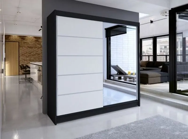 Шкаф-купе Mirjan24 Bar III/Talin III c LED подсветкой (Black/White) - 2