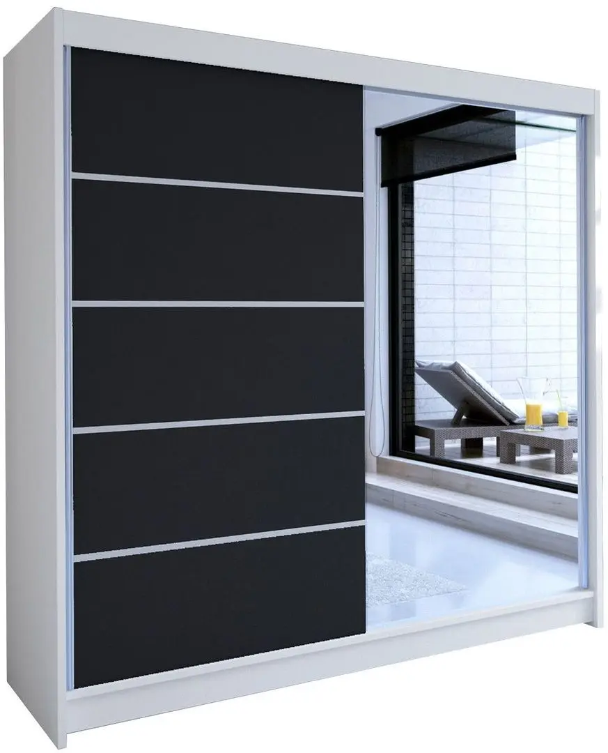 Dulap-cupe Mirjan24 Bar/Talin III 180x215x58 LED (White/Black)