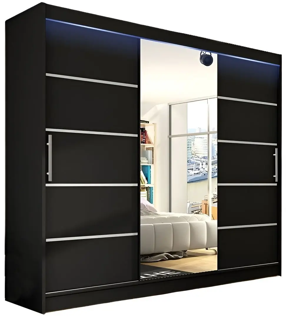 Шкаф-купе Mirjan24 Dasto/Aston VI с LED освещением (Black) - 3