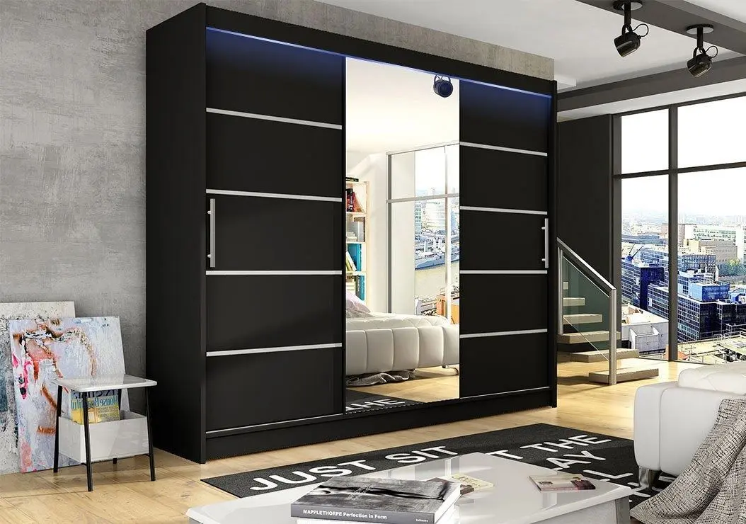 Шкаф-купе Mirjan24 Dasto/Aston VI с LED освещением (Black)