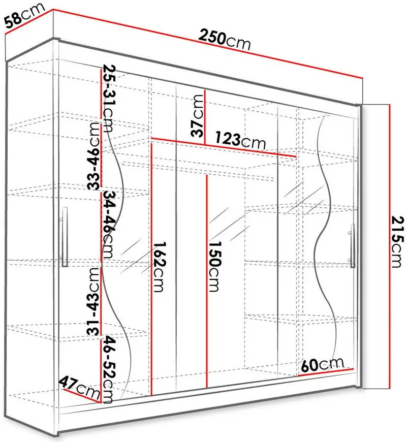 Dulap-cupe Mirjan24 Dasto/Aston VI 250x215x58 (White) - 2