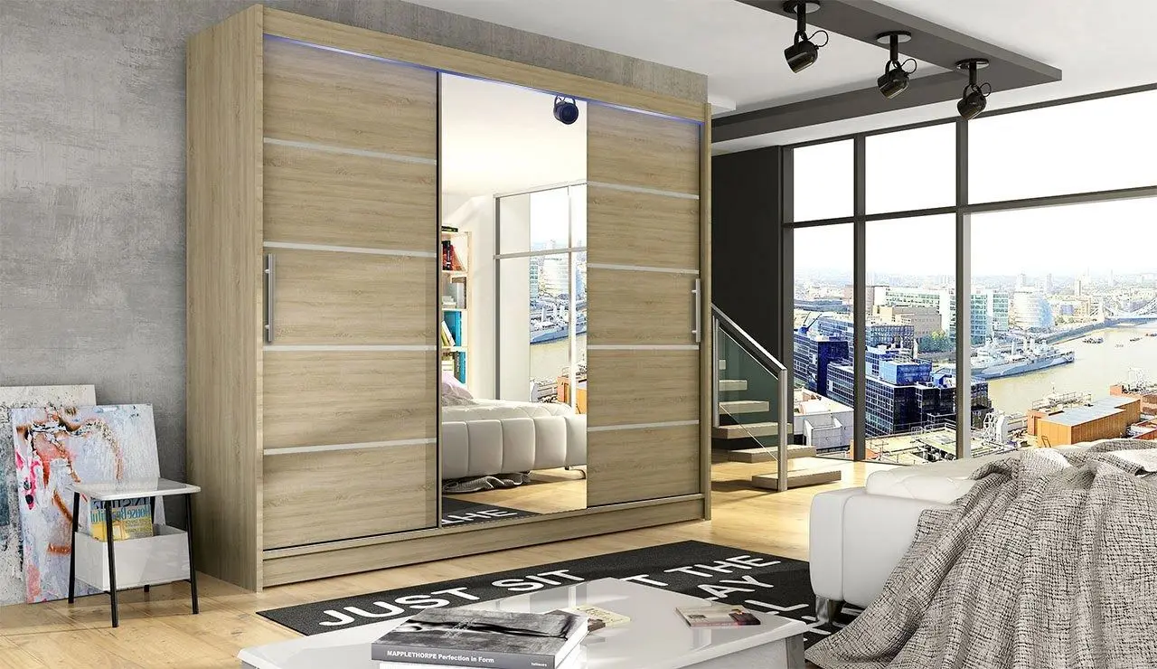 Шкаф-купе Mirjan24 Dasto VI/Aston VI c LED подсветкой (Sonoma Oak) - 4