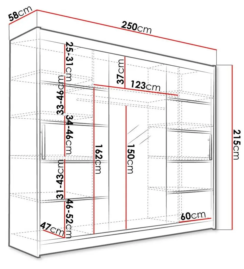 Шкаф-купе Mirjan24 Dasto VI/Aston VI c LED подсветкой (Sonoma Oak) - 3