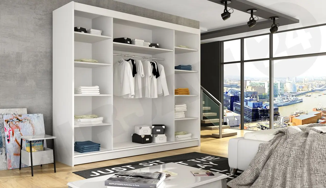 Dulap-cupe Mirjan24 Dasto/Aston VI LED 250x215x58 (White) - 3