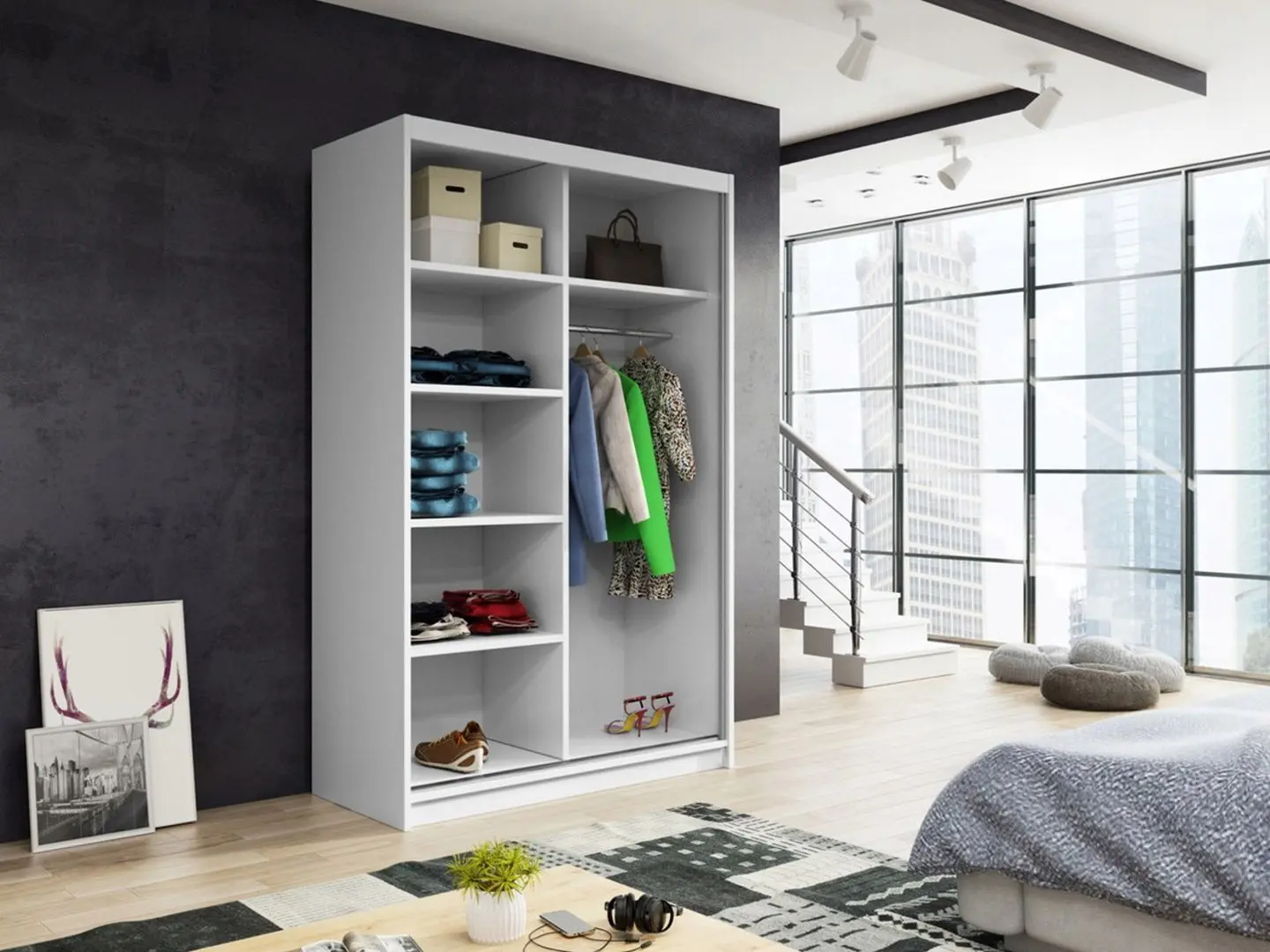 Dulap-cupe Mirjan24 Emilio/Rico 150x216x60 (White) - 3