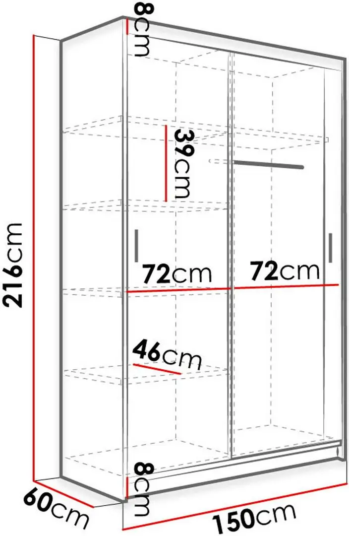 Dulap-cupe Mirjan24 Emilio/Rico 150x216x60 (White) - 4