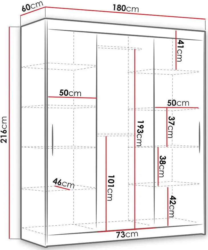 Dulap-cupe Mirjan24 Emilio/Rico 180x216x60 LED (White) - 3