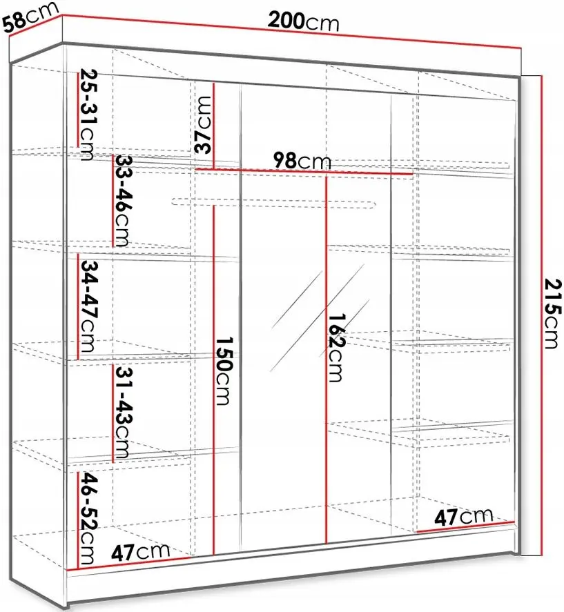 Шкаф-купе Mirjan24 Genewa VI/Derby VI (White/Sonoma Oak) - 2