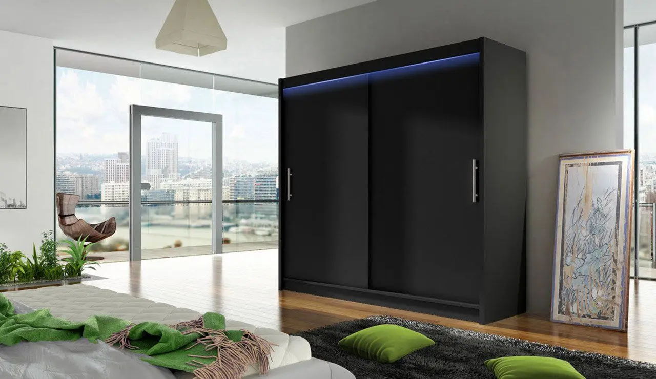 Dulap-cupe Mirjan24 London I 180x215x58 LED (Black) - 4