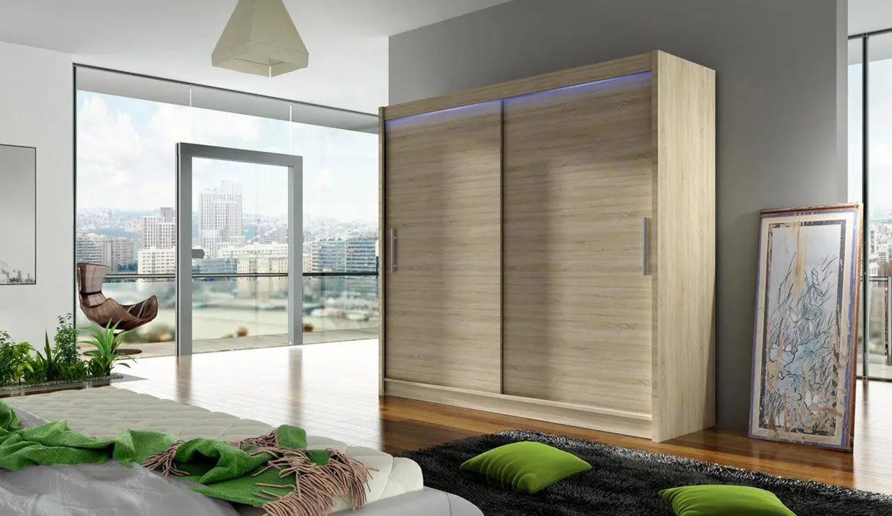 Dulap-cupe Mirjan24 London I 180x215x58 LED (Sonoma Oak) - 2