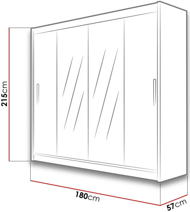 Dulap-cupe Mirjan24 London II 180x215x57 LED (Black) - 3