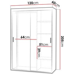 Dulap-cupe Mirjan24 Missisipi/Rejat 120x205x60 (White) Thumb