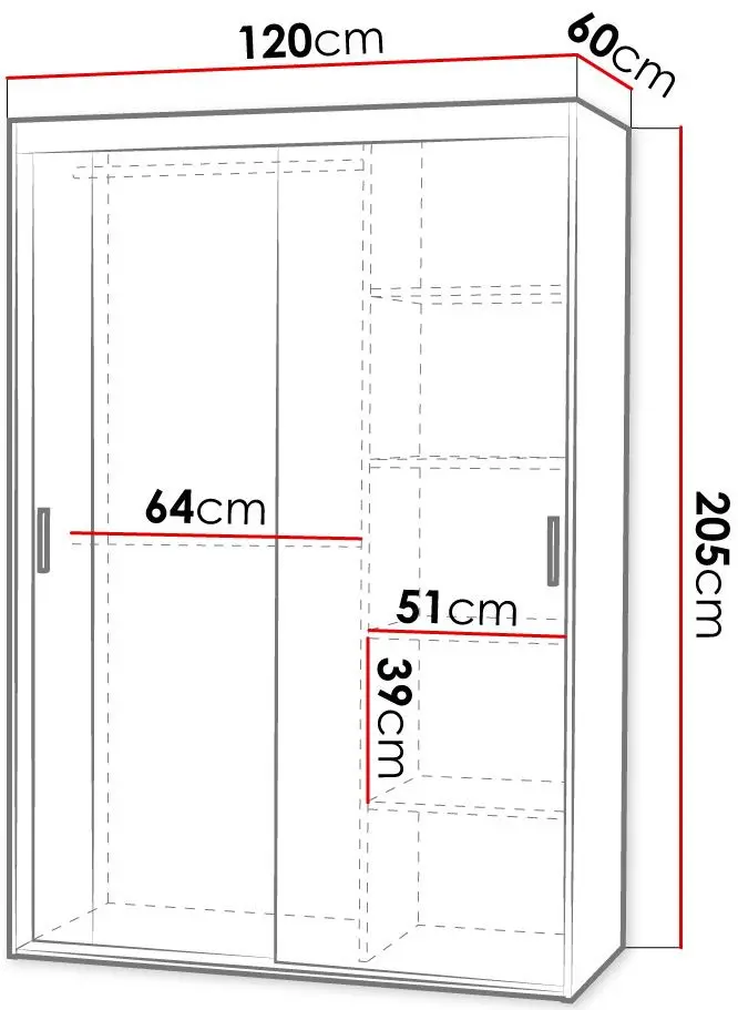Dulap-cupe Mirjan24 Missisipi/Rejat 120x205x60 (White) - 3