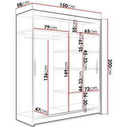 Dulap-cupe Mirjan24 Presto/Westa I 150x200x58 (White) Thumb