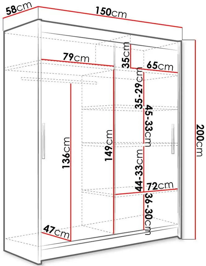 Dulap-cupe Mirjan24 Presto/Westa I 150x200x58 (White) - 5