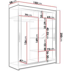 Dulap-cupe Mirjan24 Presto/Westa VI 150x200x58 LED (White) Thumb