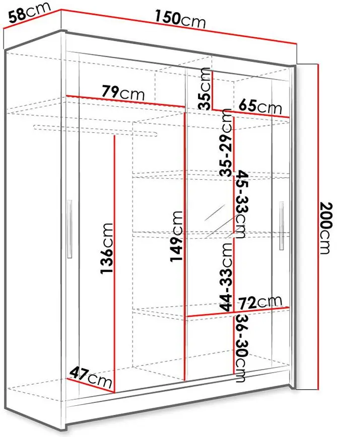 Шкаф-купе Mirjan24 Presto/Westa VI 150x200x58 (White) - 2