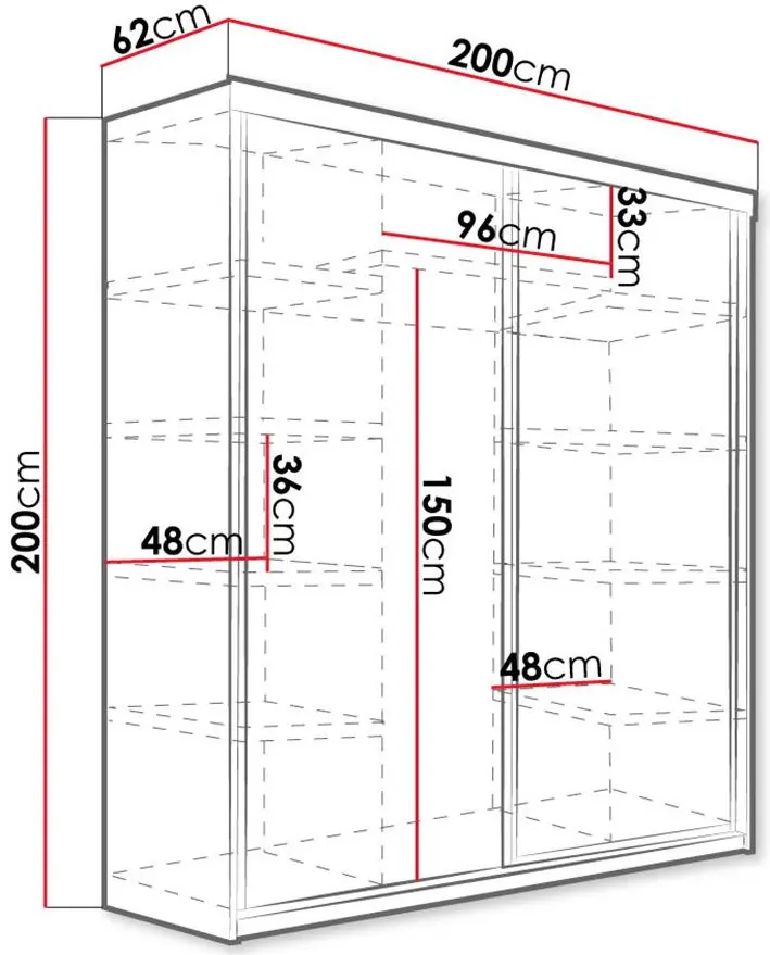 Dulap-cupe Mirjan24 Sahara/Top 21/200 cu oglinda (White) - 4