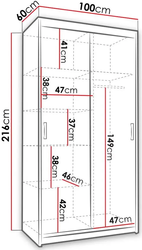Dulap-cupe Mirjan24 Teodor/Nico I 100x216x60 (White) - 3