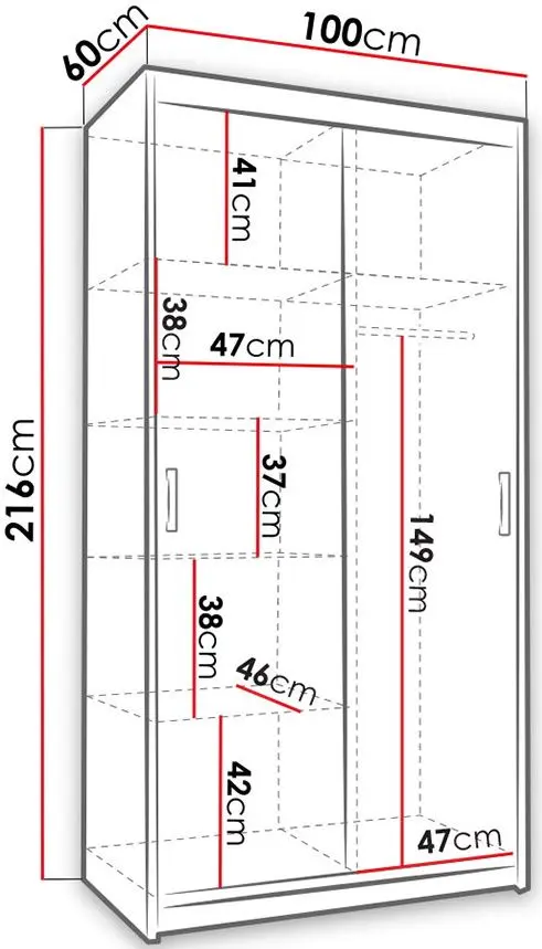 Dulap-cupe Mirjan24 Teodor/Nico II 100x216x60 (White) - 3