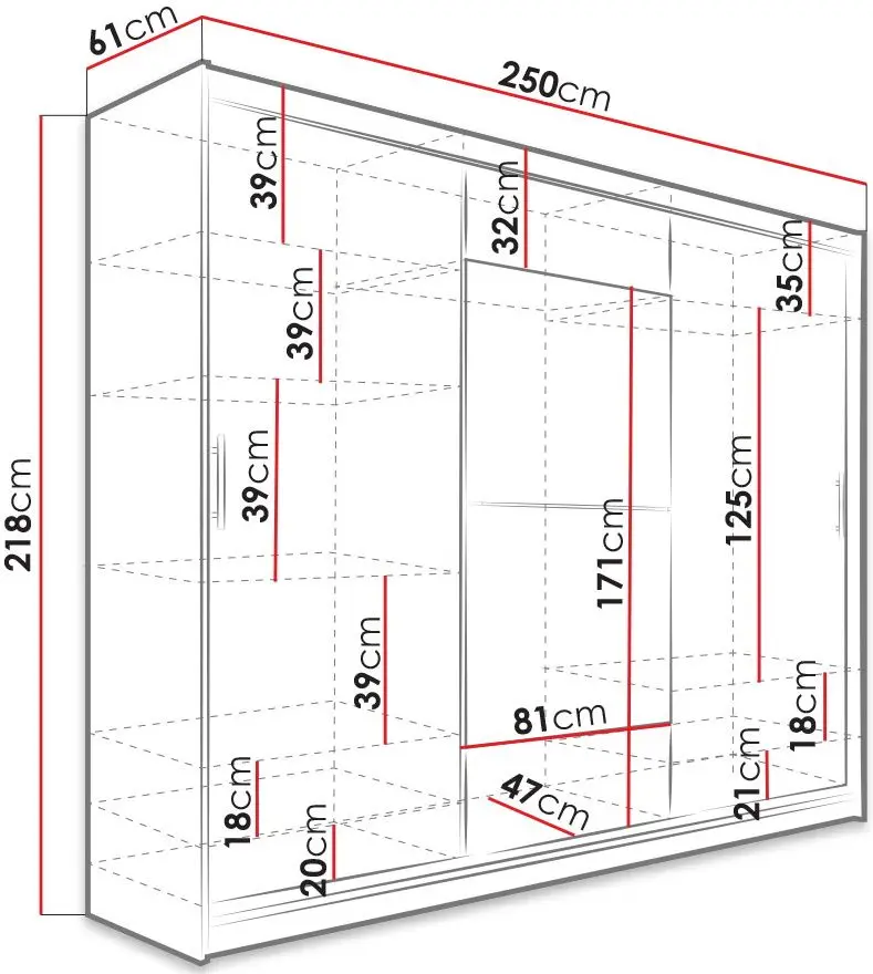 Dulap-cupe Mirjan24 Thor/Kola 250x218x61 (Black Matt) - 4