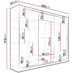 Dulap-cupe Mirjan24 Thor/Kola 250x218x61 LED (Black Matt) Thumb