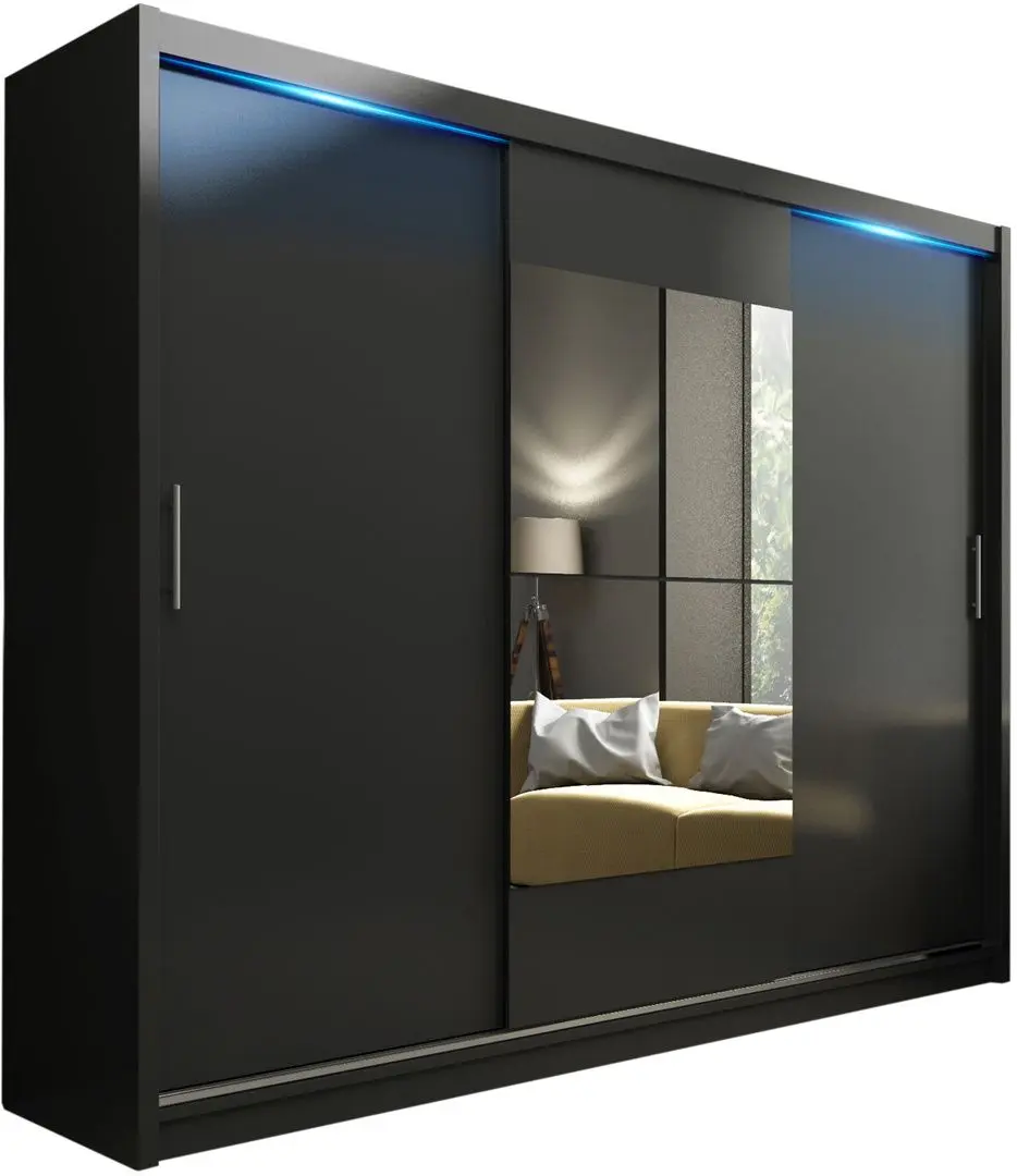 Dulap-cupe Mirjan24 Thor/Kola 250x218x61 LED (Black Matt)