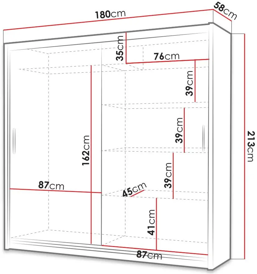 Dulap-cupe Mirjan24 Thor/Kola II 180x213x58 (White Matt) - 3