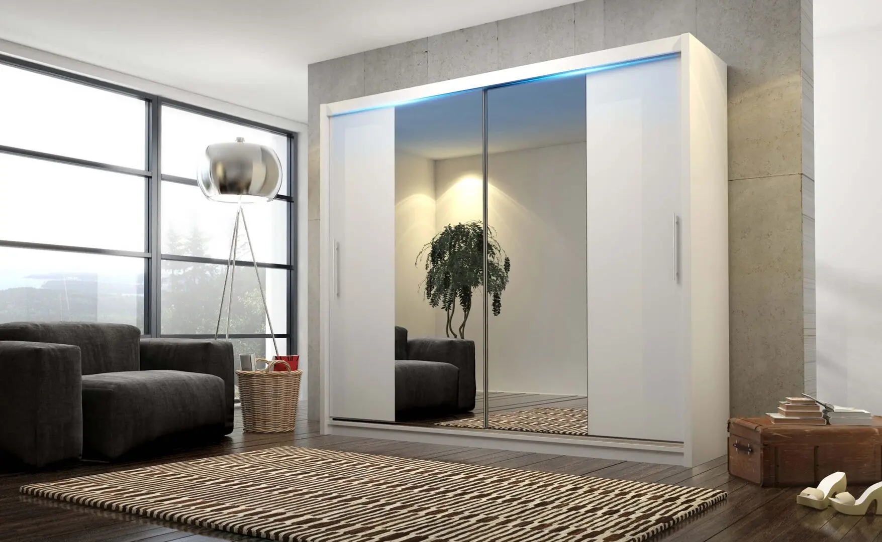 Dulap-cupe Mirjan24 Thor/Kola IV 180x213x58 LED (White Matt) - 4