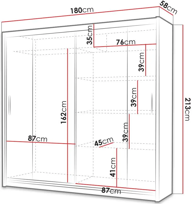 Dulap-cupe Mirjan24 Thor/Kola IV 180x213x58 (White Matt) - 2
