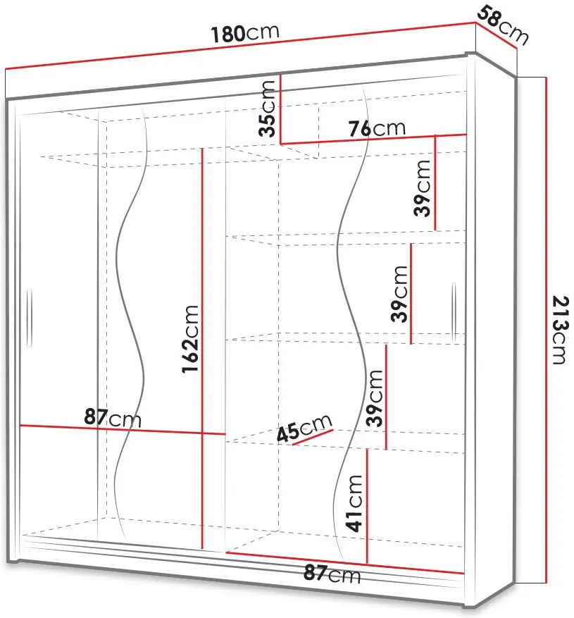 Dulap-cupe Mirjan24 Thor/Kola X 180x213x58 (White Matt) - 2