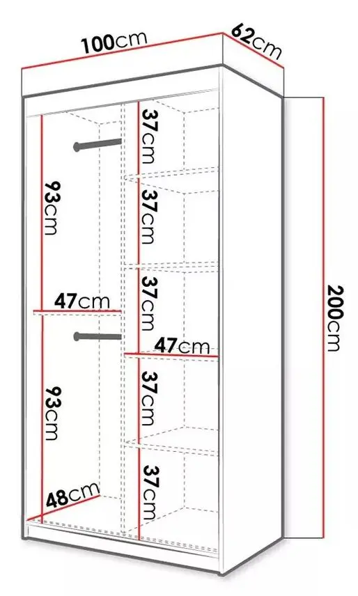 Dulap-cupe Mirjan24 Towiro Slim I/Riflo Slim I 100 (Black)