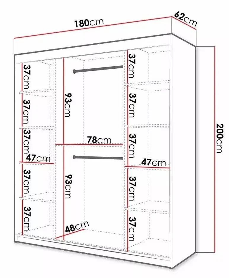 Dulap-cupe Mirjan24 Towiro Slim II/Riflo Slim II 180 (White)