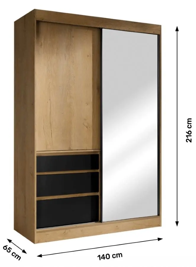 Dulap-cupe Mobhaus Romualda 140 (Lefkas Oak/Black) - 3