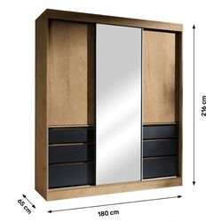 Шкаф-купе Mobhaus Romualda 180 (Lefkas Oak/Black) Thumb