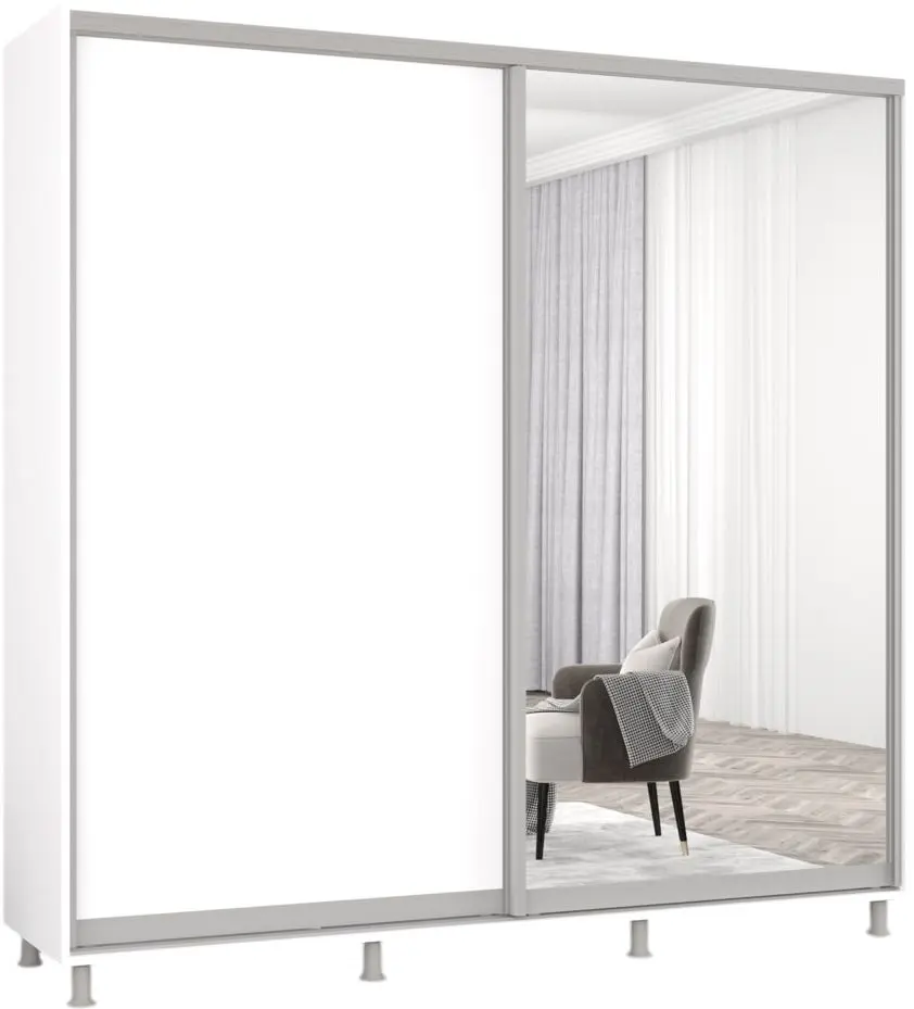 Шкаф-купе Mobildor Aron 1 зеркало/1 ДСП 200x200x60 (White) - 2