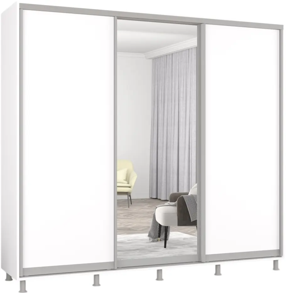 Шкаф-купе Mobildor Aron 1 зеркало/ 2 ДСП 240x220x60 (White) - 2