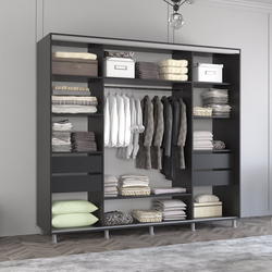 Шкаф-купе Mobildor Aron 1 зеркало/ 2 ДСП 260x200x60 (Anthracite) Thumb