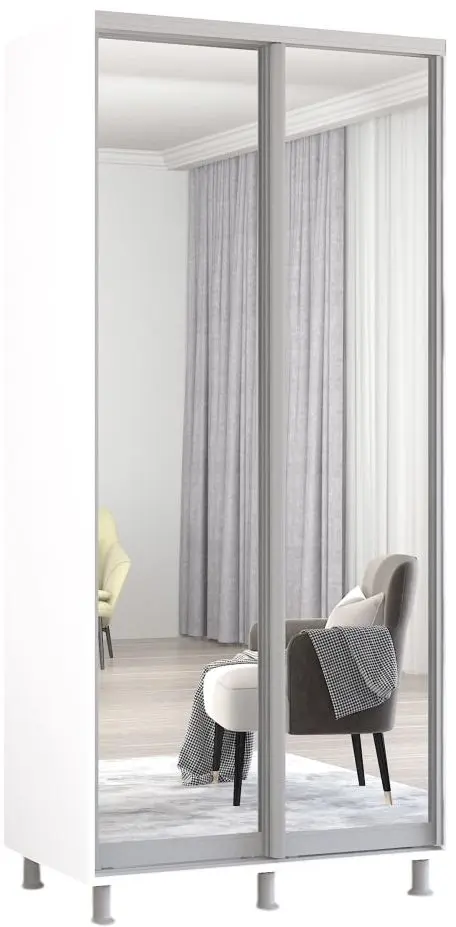 Шкаф-купе Mobildor Aron 2 зеркальные двери 100x230x60 (White) - 2