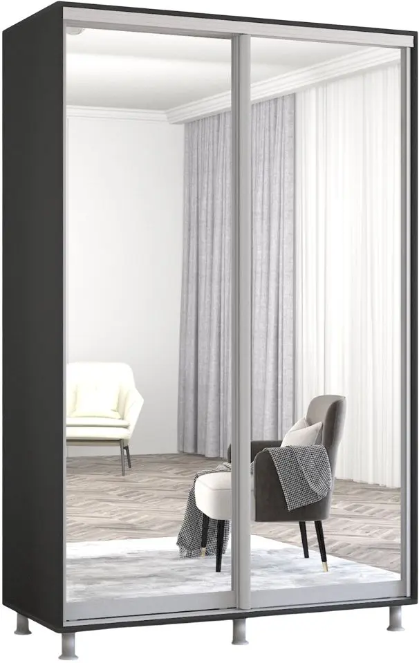 Dulap-cupe Mobildor Aron 2 usi oglinda 130x220x60 (Anthracite) - 2