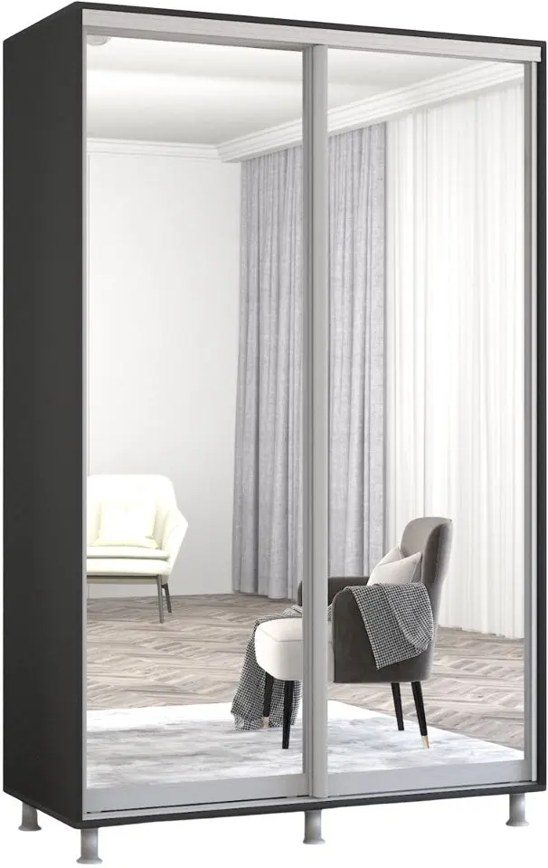 Шкаф-купе Mobildor Aron 2 зеркальные двери 140x240x60 (Anthracite) - 2