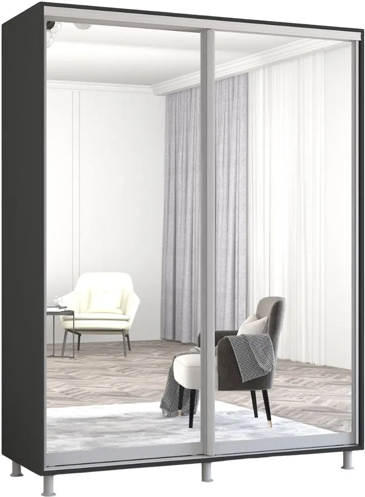 Шкаф-купе Mobildor Aron 2 зеркальные двери 160x240x60 (Anthracite) - 2