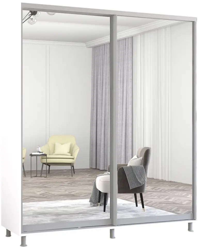 Шкаф-купе Mobildor Aron 2 зеркальные двери 190x200x60 (White) - 2