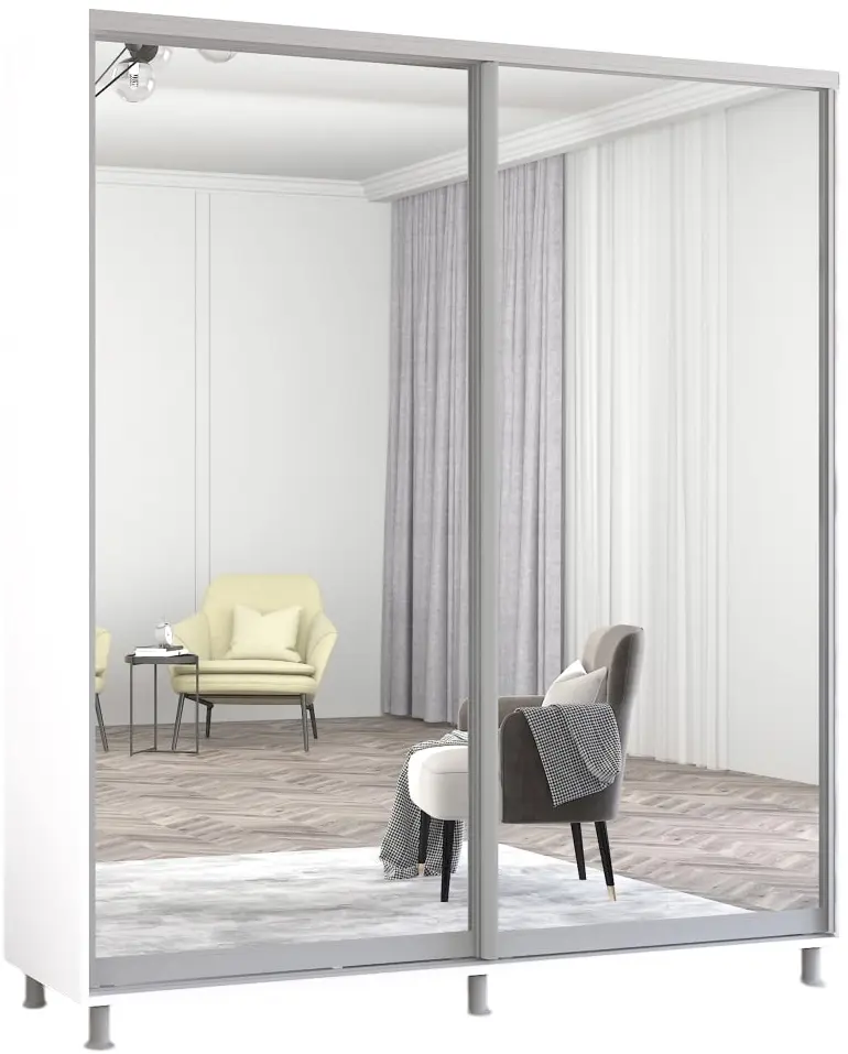 Шкаф-купе Mobildor Aron 2 зеркальные двери 220x230x60 (White) - 2
