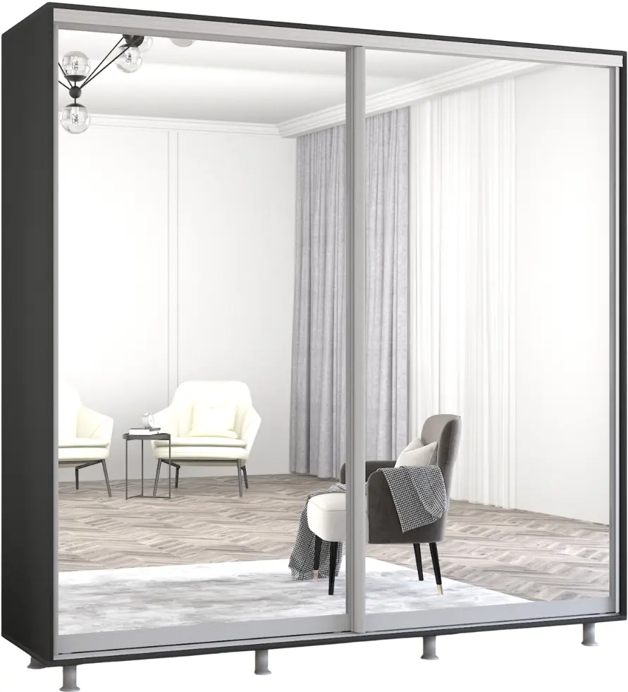 Dulap-cupe Mobildor Aron 2 usi oglinda 220x240x60 (Anthracite) - 2