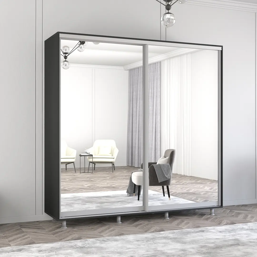 Dulap-cupe Mobildor Aron 2 usi oglinda 230x220x60 (Anthracite)