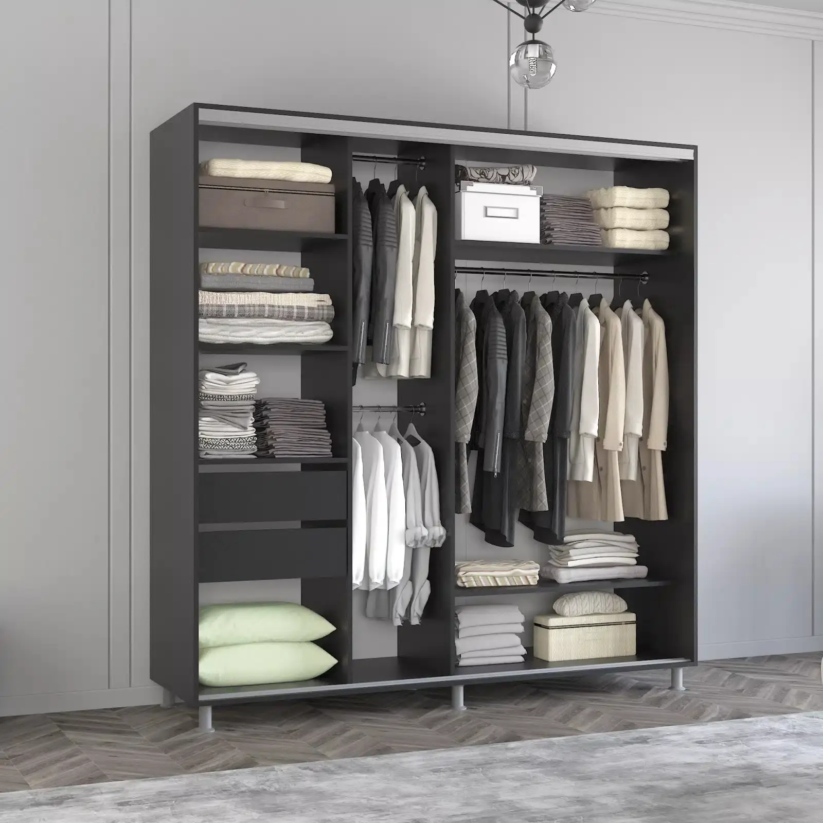 Dulap-cupe Mobildor Aron 2 usi oglinda cu aplicatii 200x240x60 (Anthracite) - 3